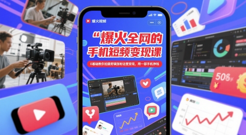 爆火全网的手机短视频变现课，0基础教你拍摄剪辑涨粉运营变现，用一部手机挣钱亢陶好项目网-专注分享网络创业项目落地实操课程 – 全网首发_高质量创业项目输出亢陶好项目网