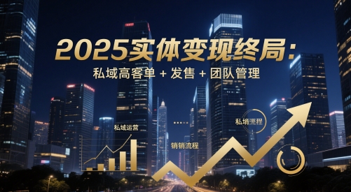 2025实体变现终局：私域高客单+发售+团队管理亢陶好项目网-专注分享网络创业项目落地实操课程 – 全网首发_高质量创业项目输出亢陶好项目网