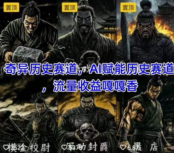 抖音奇异历史赛道，AI赋能历史赛道，流量收益嘎嘎香，狂撸伙伴计划亢陶好项目网-专注分享网络创业项目落地实操课程 – 全网首发_高质量创业项目输出亢陶好项目网