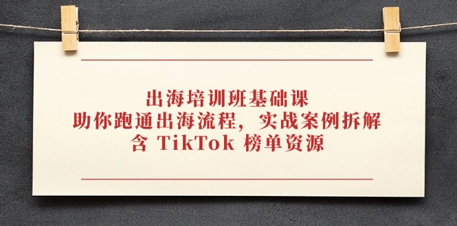 出海培训班基础课，助你跑通出海流程，实战案例拆解，含 TikTok 榜单资源亢陶好项目网-专注分享网络创业项目落地实操课程 – 全网首发_高质量创业项目输出亢陶好项目网