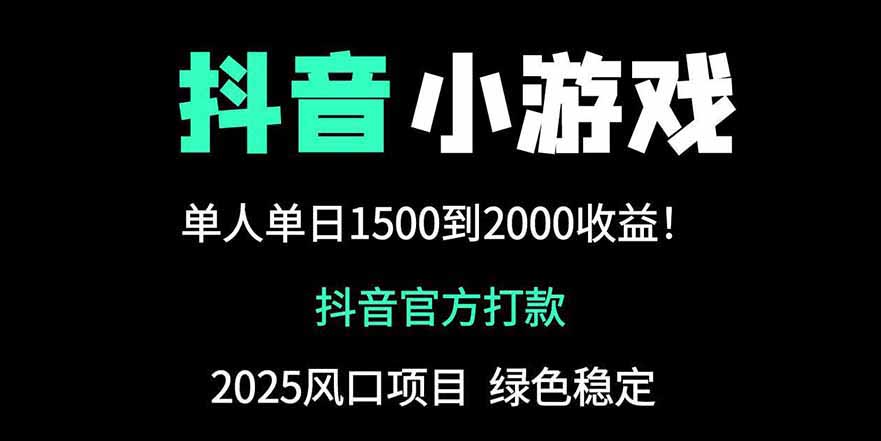 抖音官方小游戏2025全网最新玩法，暴利赚钱项目，单机日入2000+亢陶好项目网-专注分享网络创业项目落地实操课程 – 全网首发_高质量创业项目输出亢陶好项目网